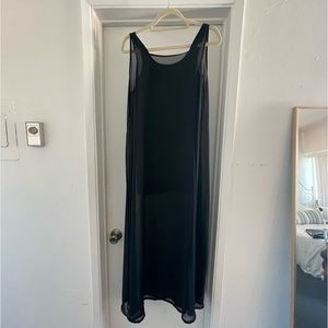 Long see through dress with under short black dress